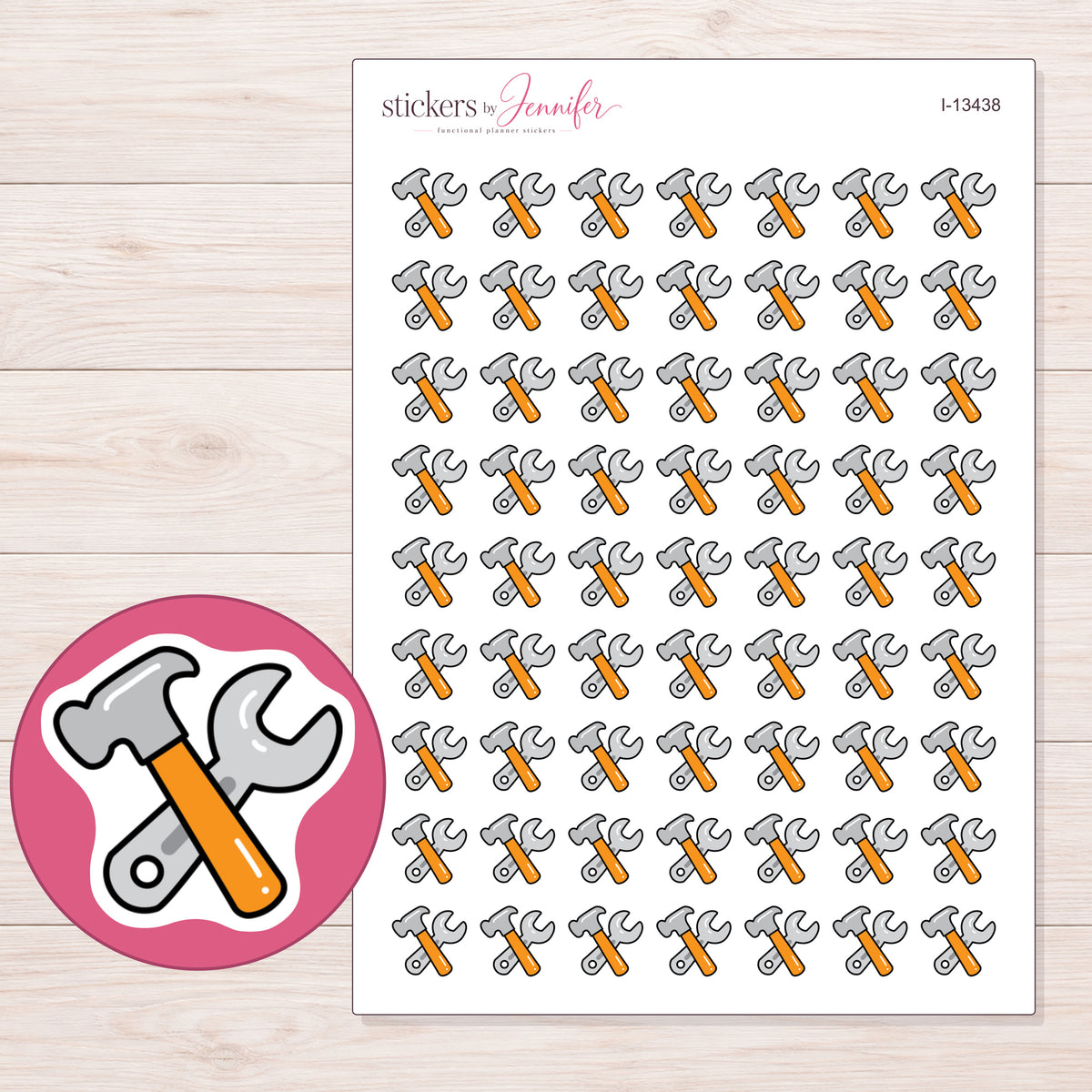 I-13438 planner sticker sheet with enlarged sticker detail