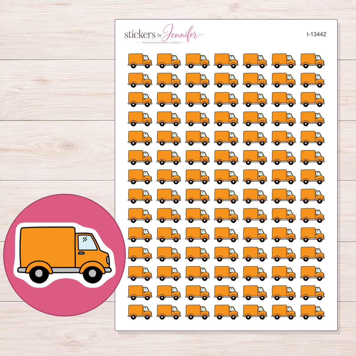 I-13442 planner sticker sheet with enlarged sticker detail