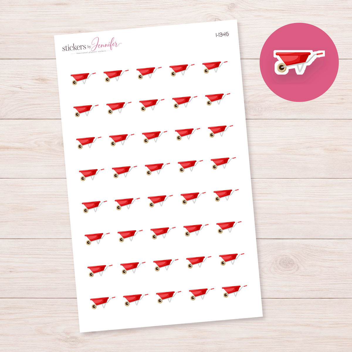 Red Wheelbarrow Planner Stickers | I-1345