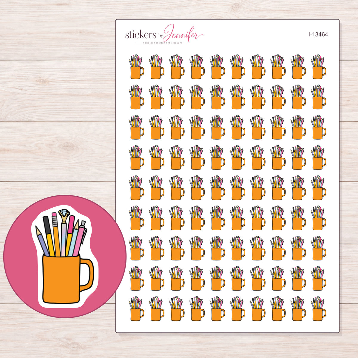 I-13464 planner sticker sheet with enlarged sticker detail