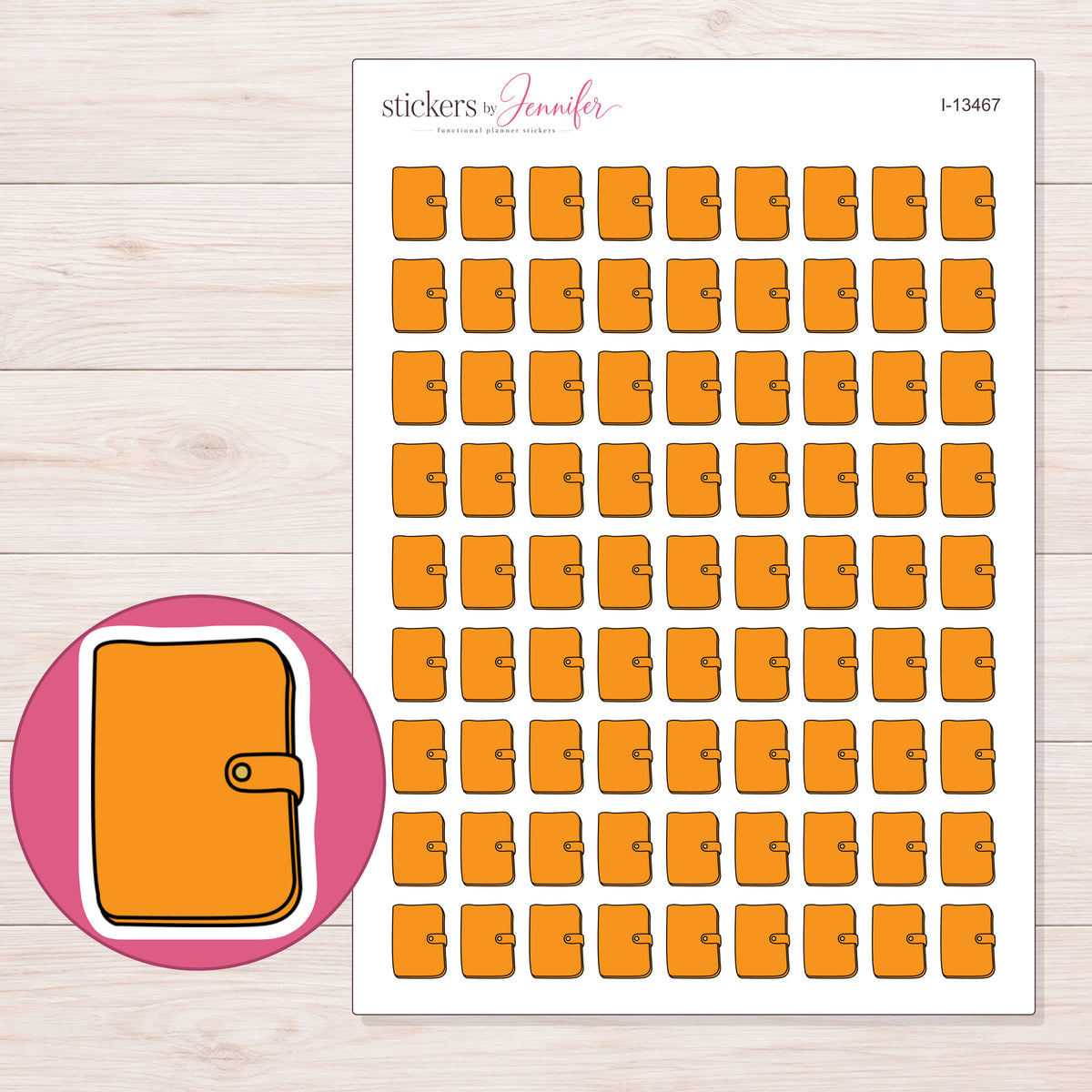 I-13467 planner sticker sheet with enlarged sticker detail