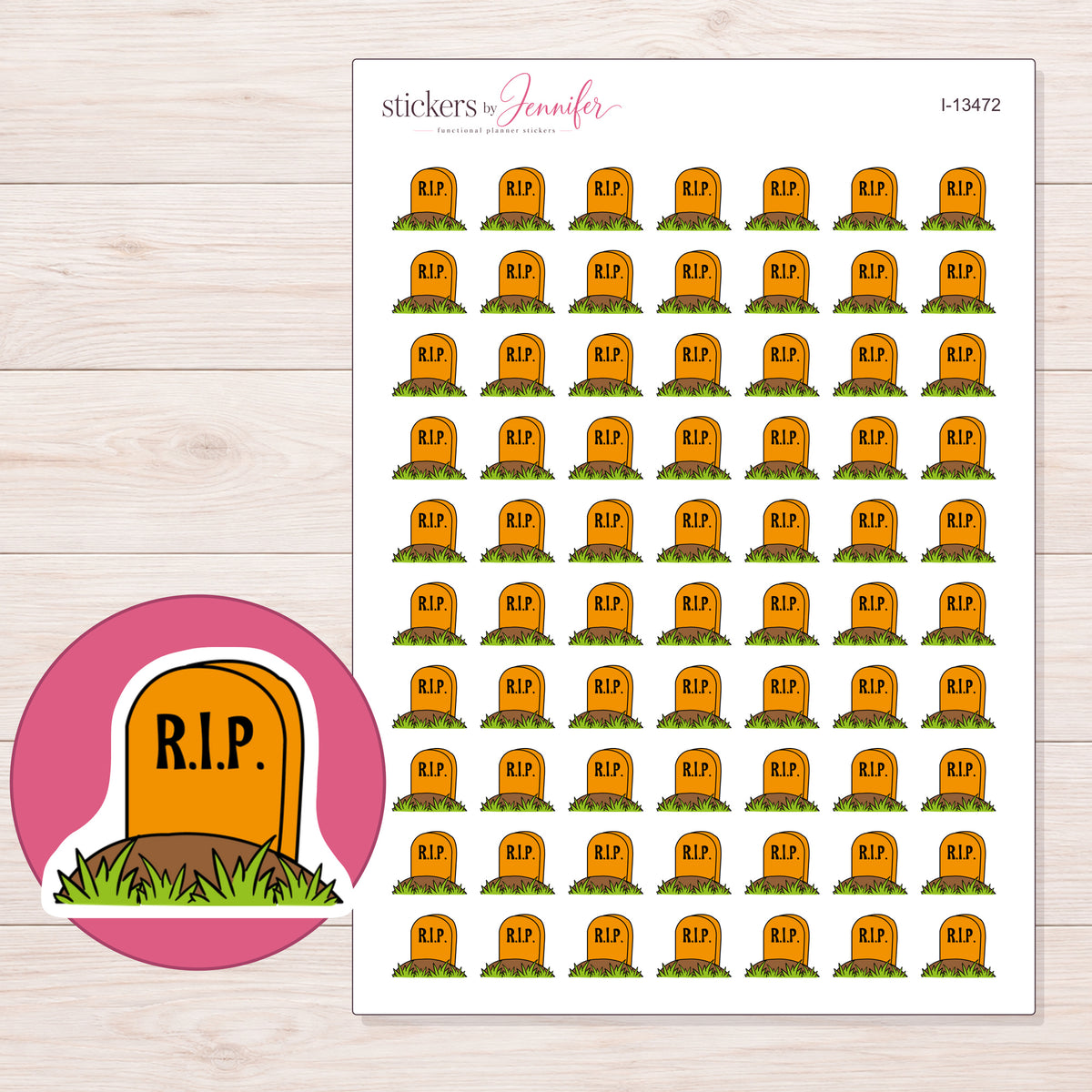 I-13472 planner sticker sheet with enlarged sticker detail