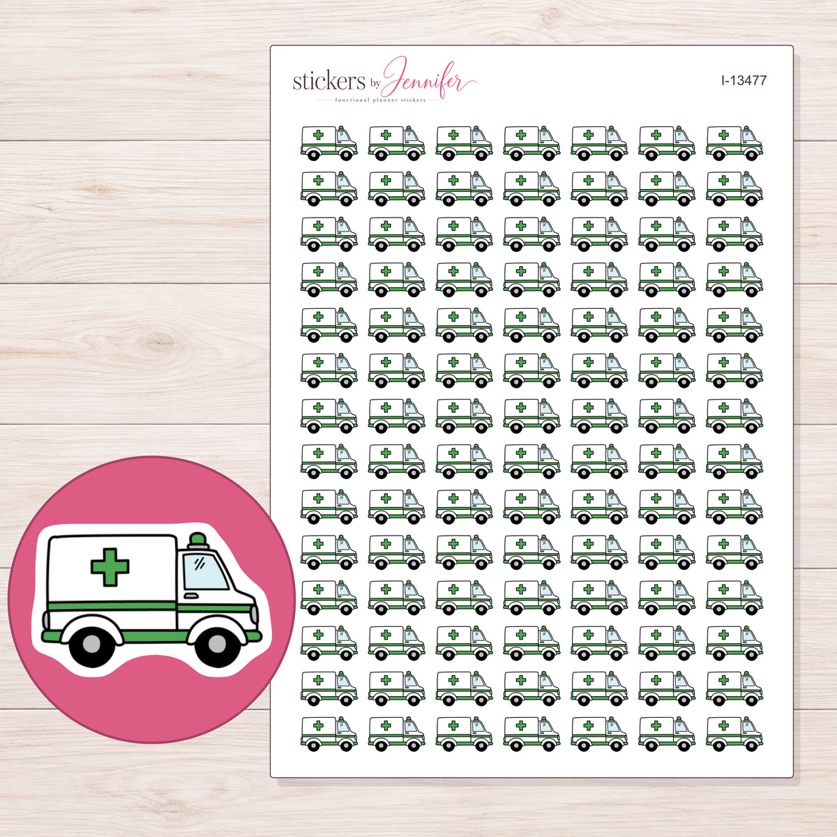 I-13477 planner sticker sheet with enlarged sticker detail