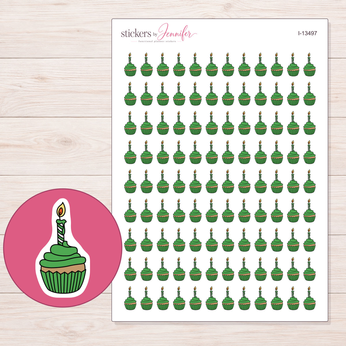 I-13497 planner sticker sheet with enlarged sticker detail