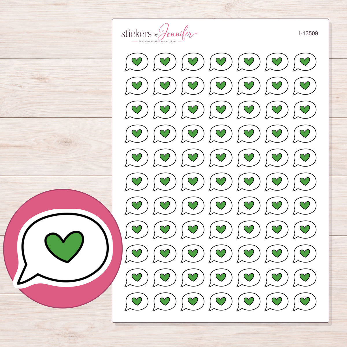 I-13509 planner sticker sheet with enlarged sticker detail