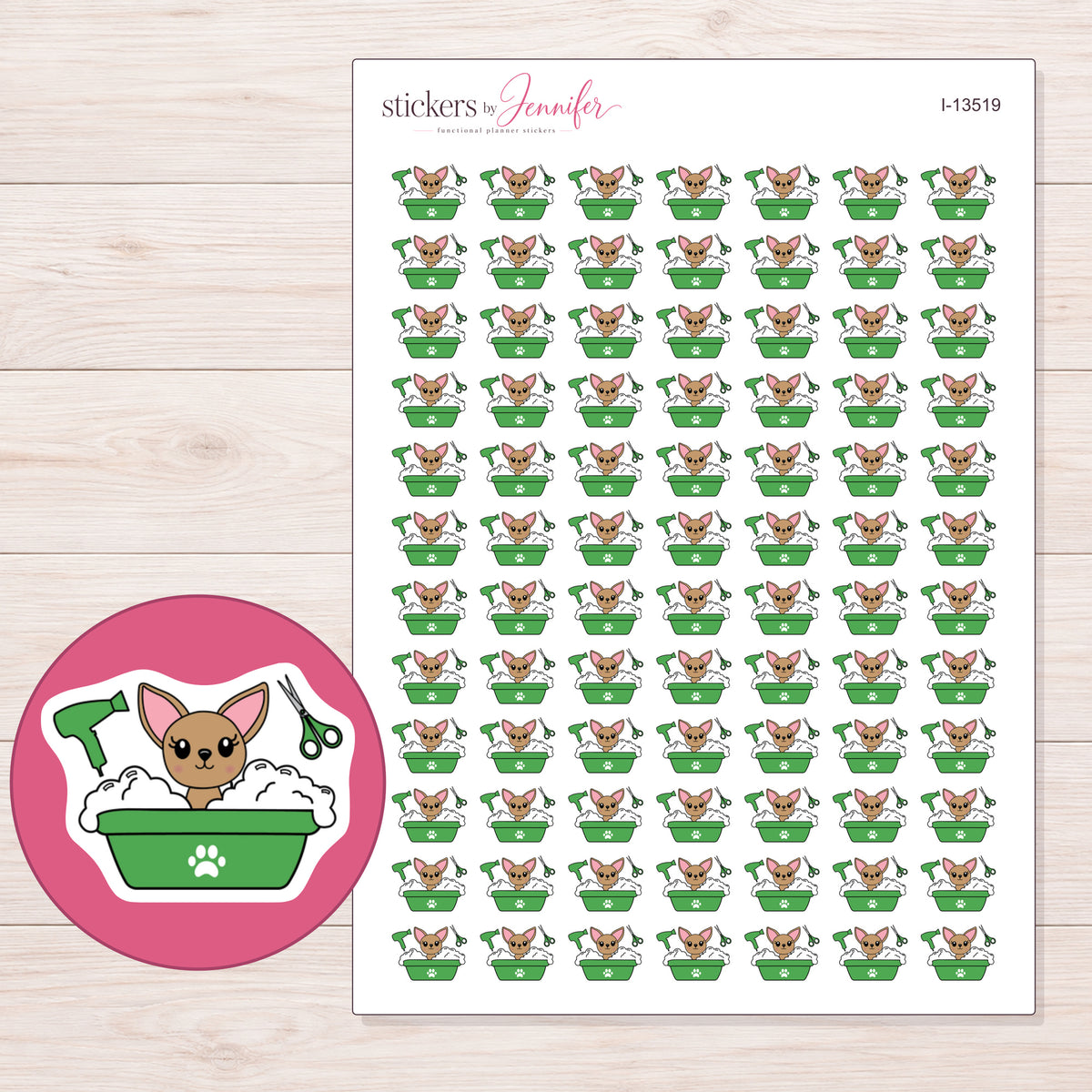 I-13519 planner sticker sheet with enlarged sticker detail