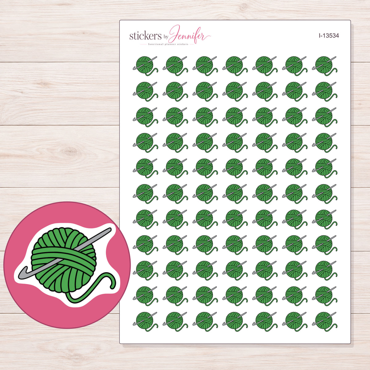 I-13534 planner sticker sheet with enlarged sticker detail
