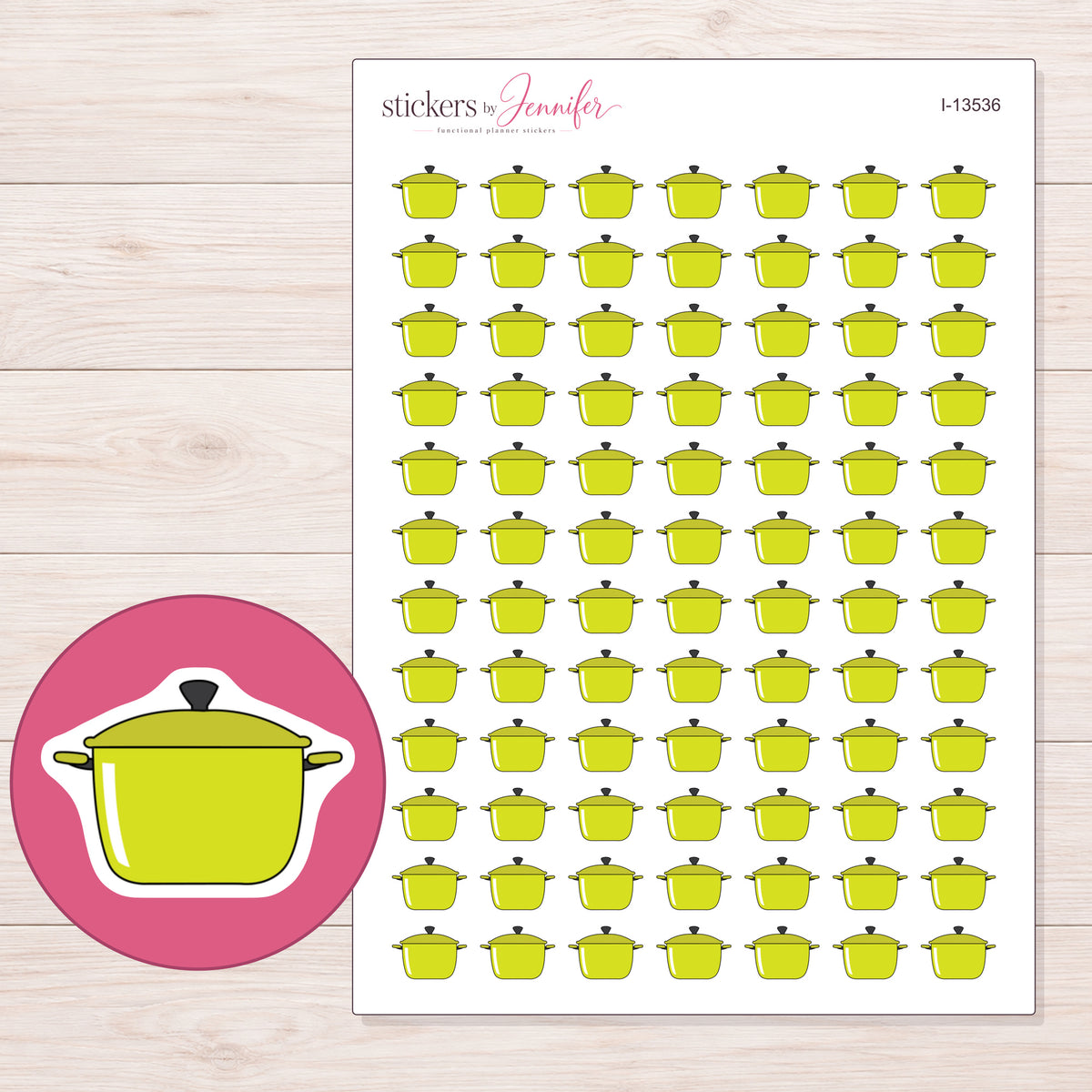 I-13536 planner sticker sheet with enlarged sticker detail