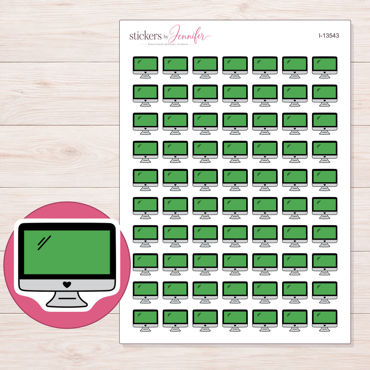 I-13543 planner sticker sheet with enlarged sticker detail