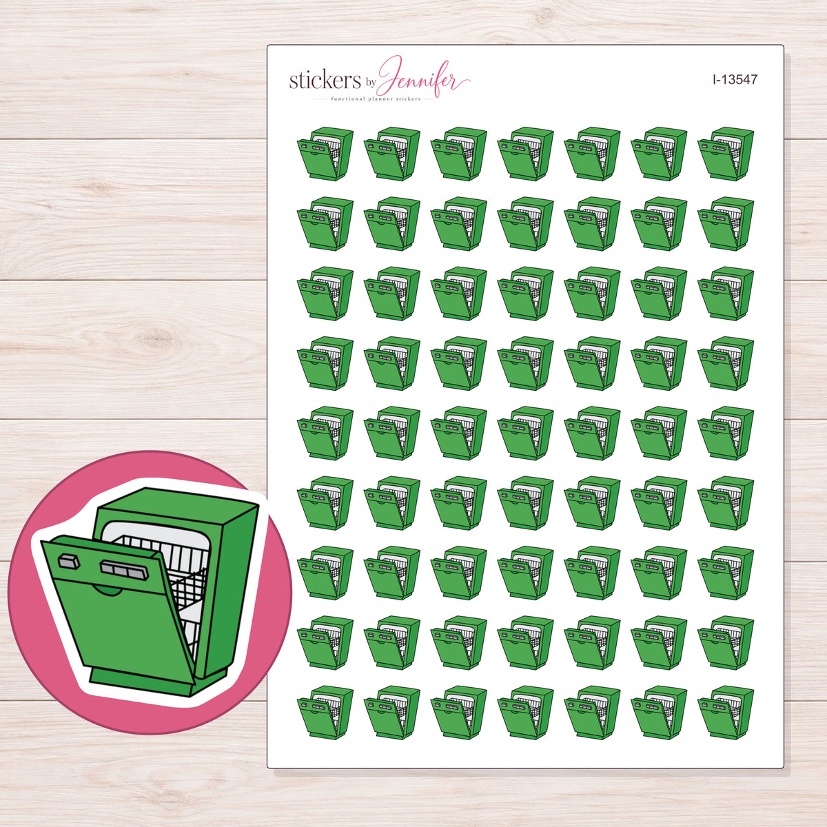 I-13547 planner sticker sheet with enlarged sticker detail
