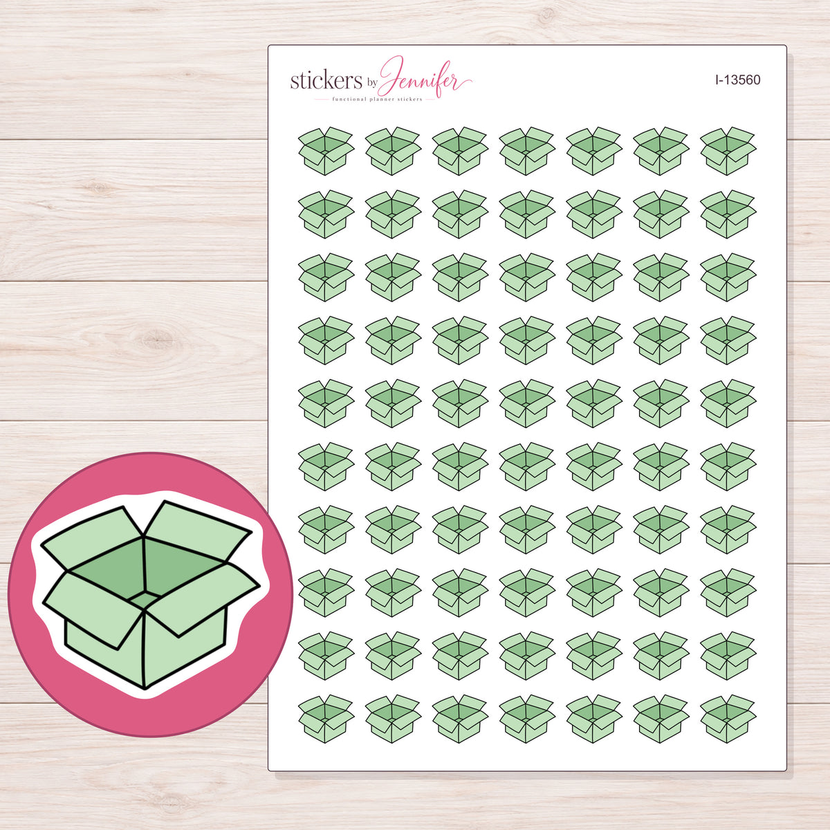 I-13560 planner sticker sheet with enlarged sticker detail