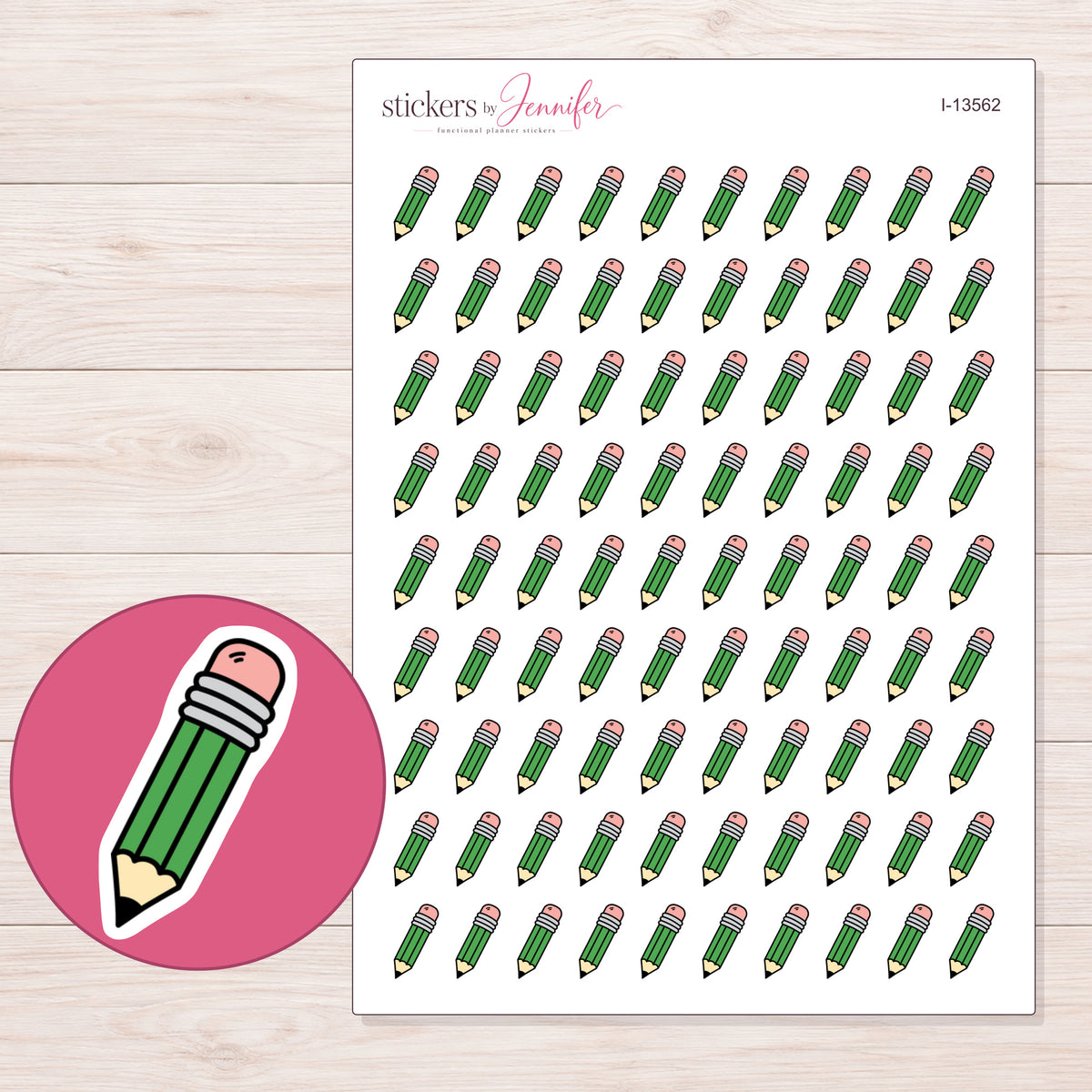 I-13562 planner sticker sheet with enlarged sticker detail