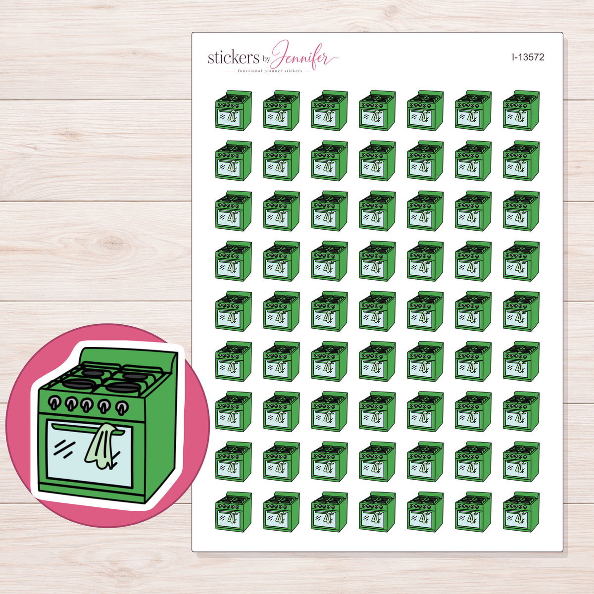 I-13572 planner sticker sheet with enlarged sticker detail