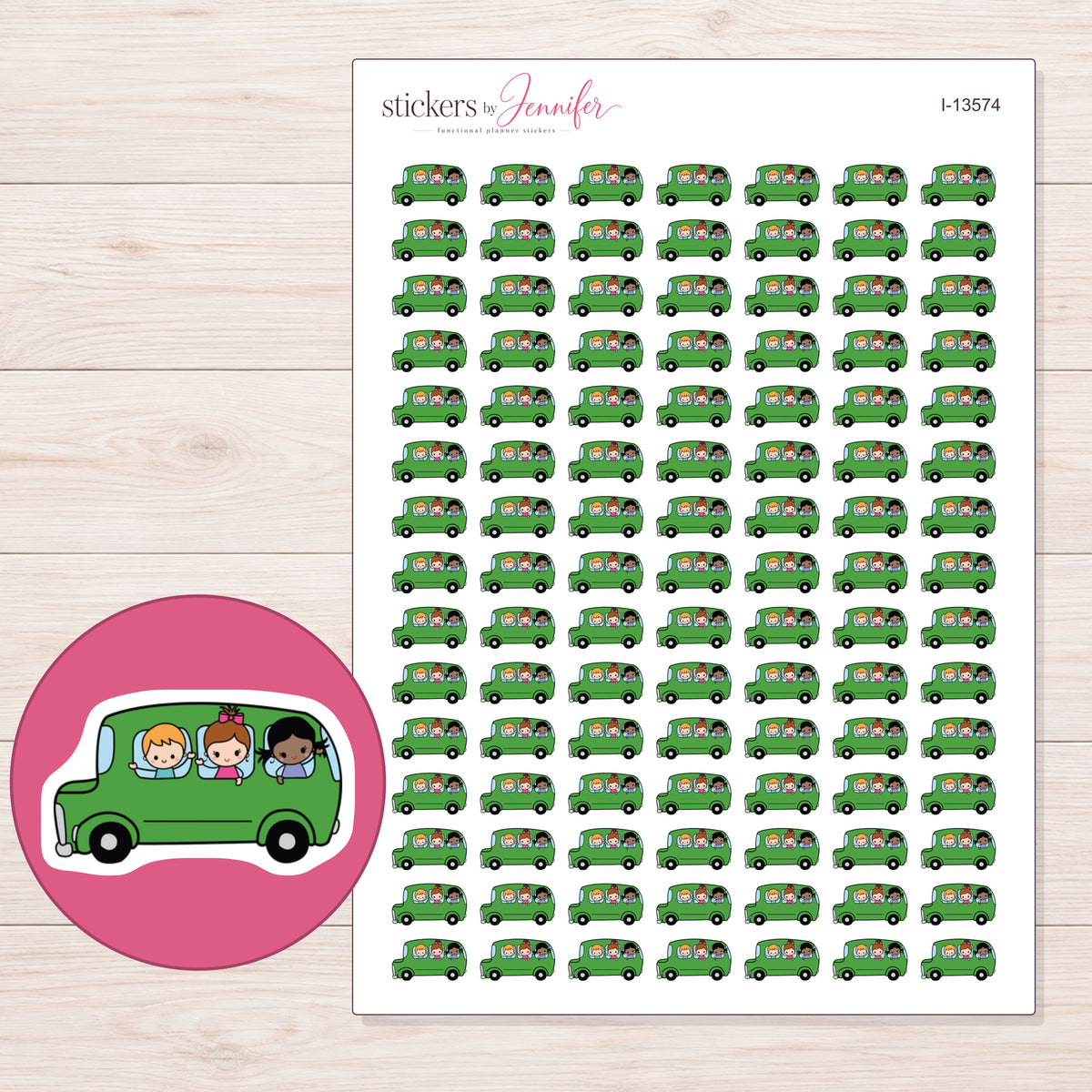 I-13574 planner sticker sheet with enlarged sticker detail