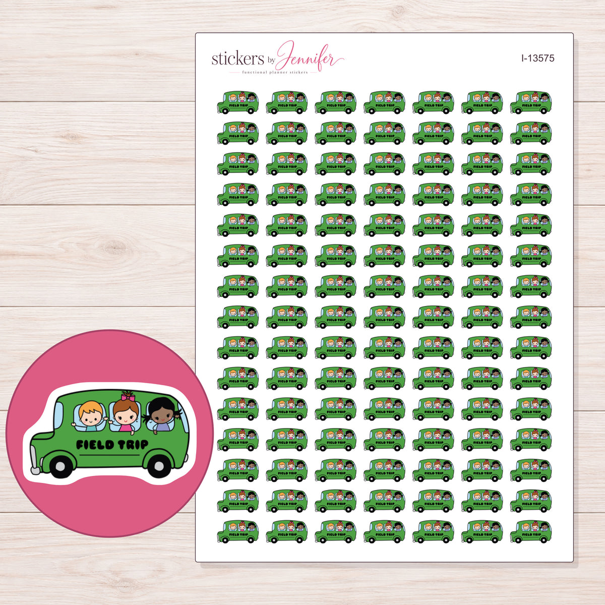 I-13575 planner sticker sheet with enlarged sticker detail