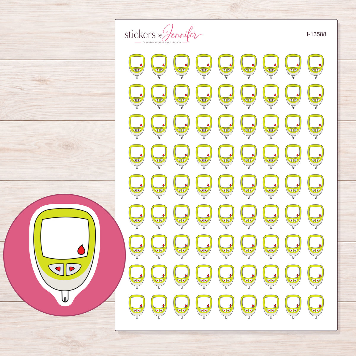 I-13588 planner sticker sheet with enlarged sticker detail