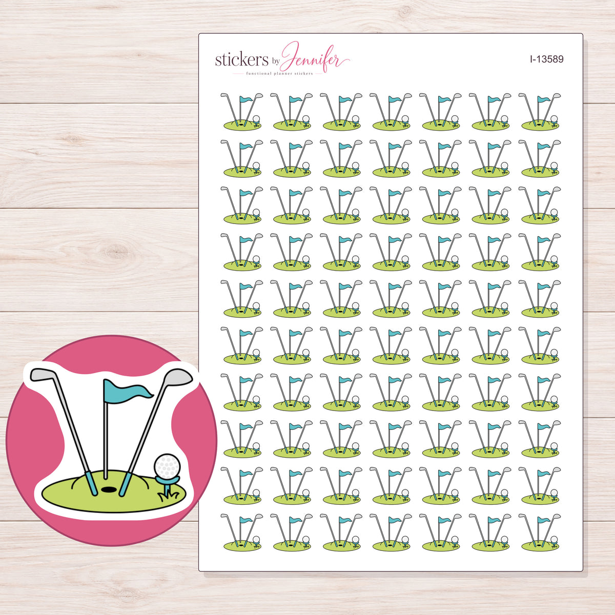I-13589 planner sticker sheet with enlarged sticker detail