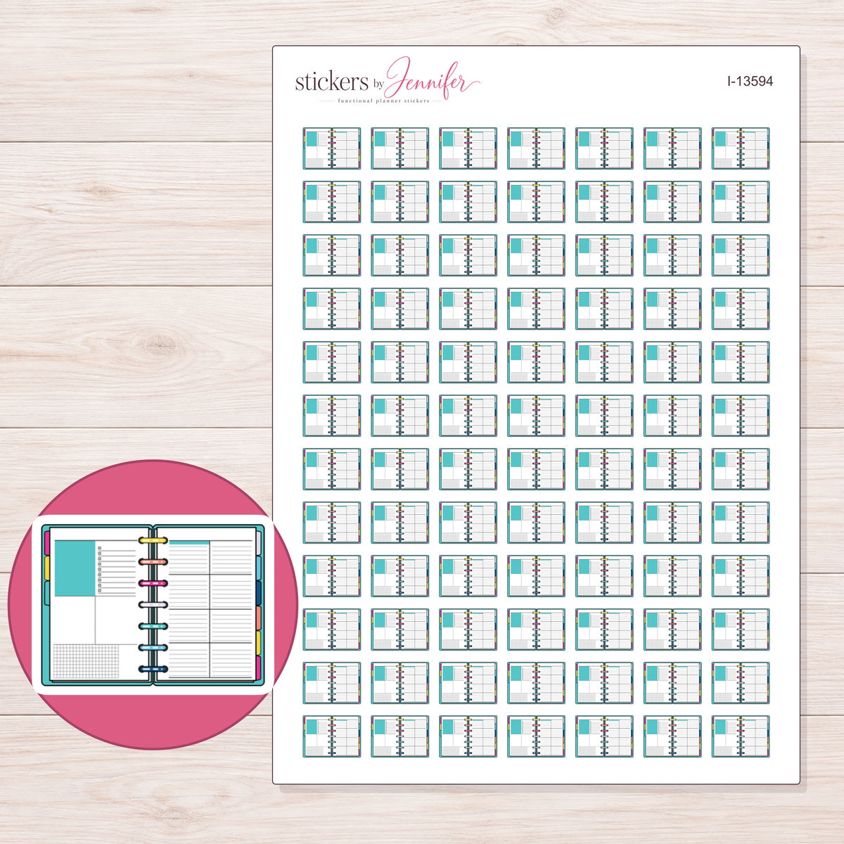 I-13594 planner sticker sheet with enlarged sticker detail