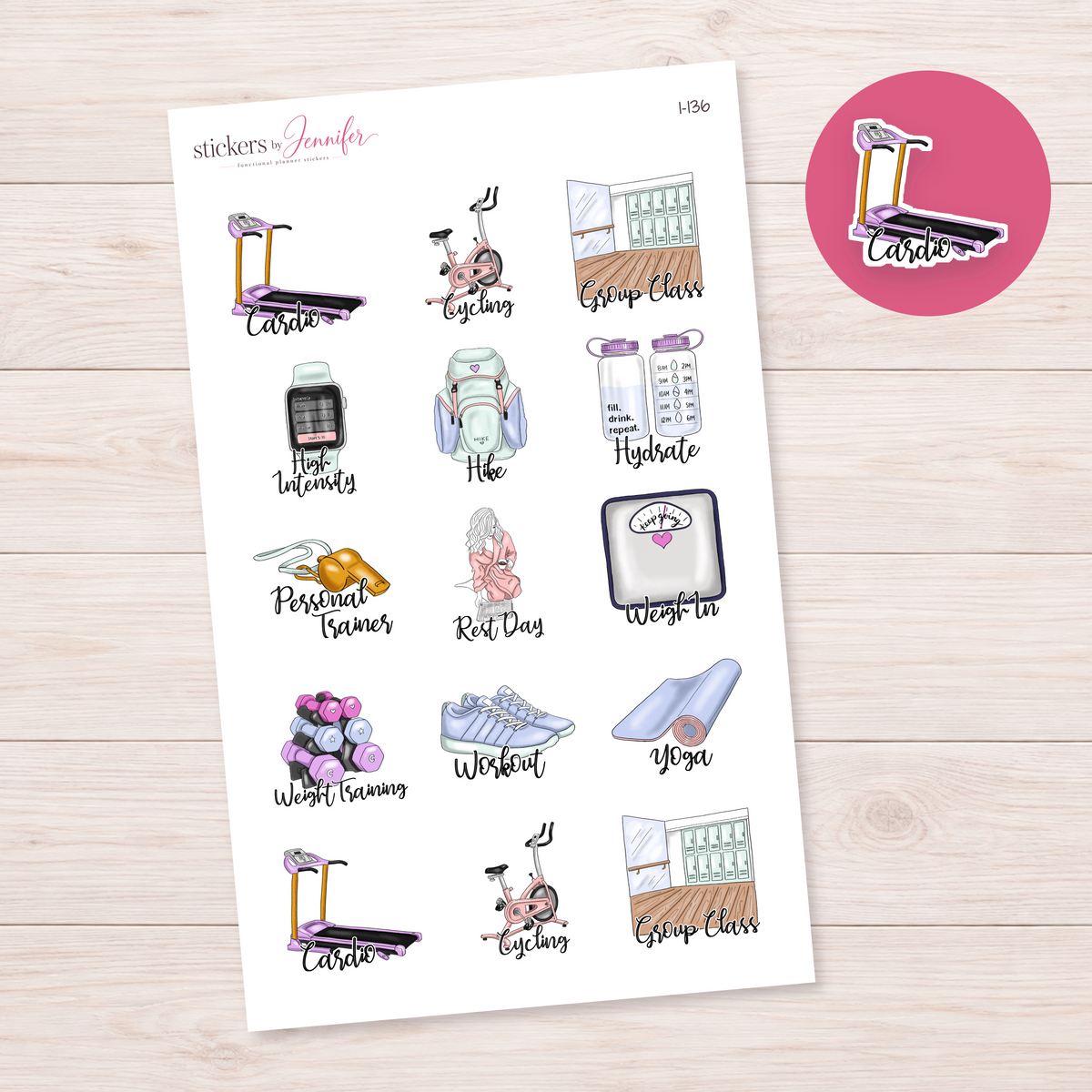 Cardio Script Treadmill Planner Stickers | I-136