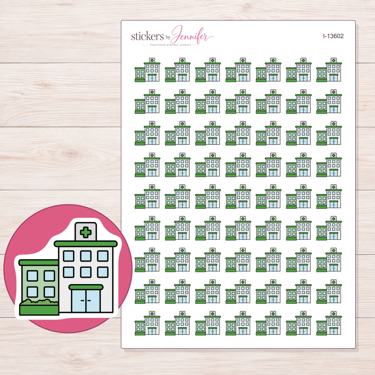I-13602 planner sticker sheet with enlarged sticker detail
