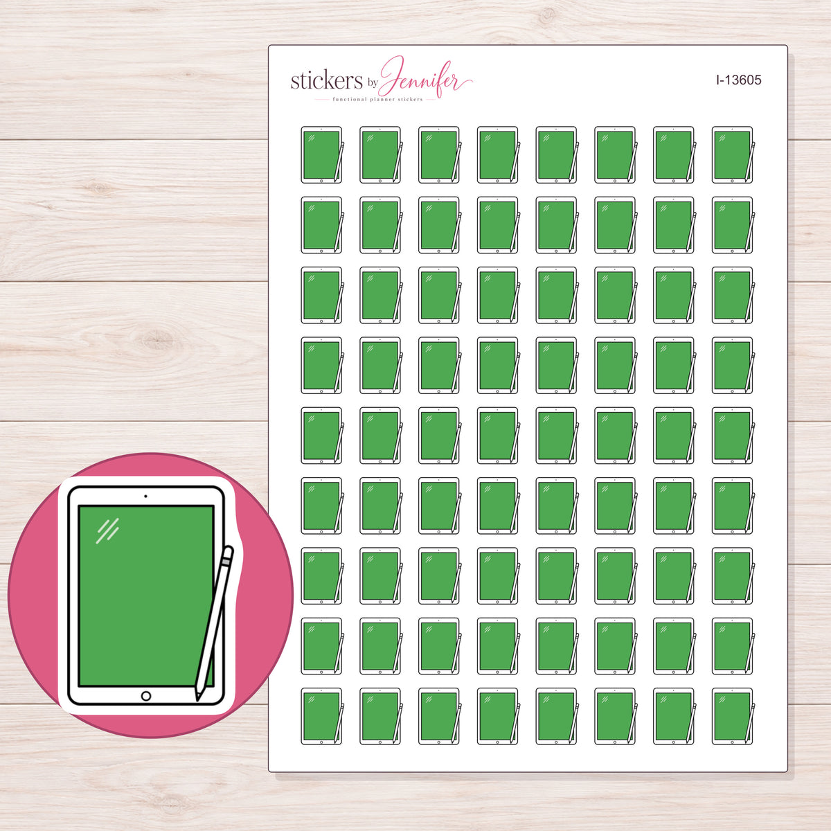 I-13605 planner sticker sheet with enlarged sticker detail