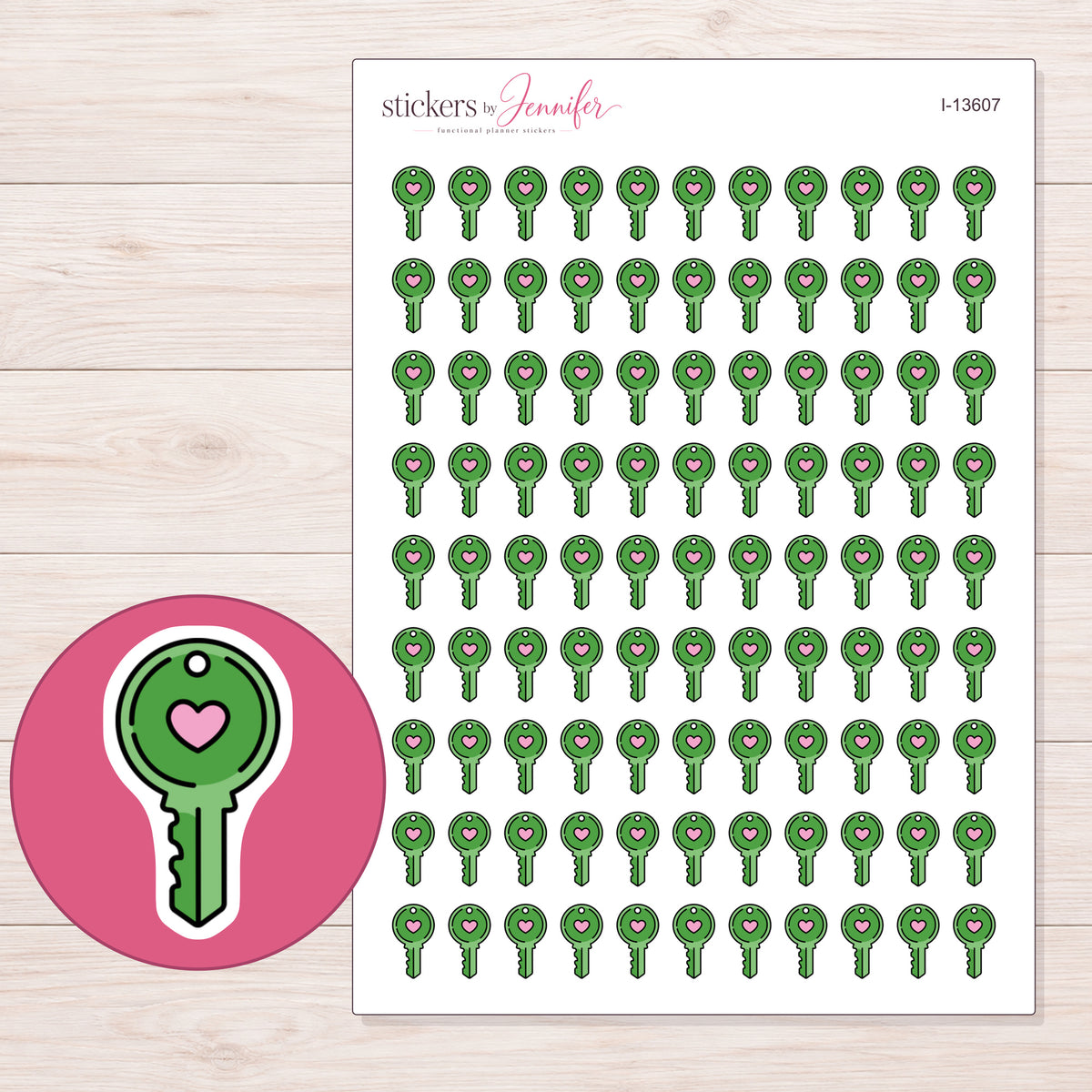 I-13607 planner sticker sheet with enlarged sticker detail