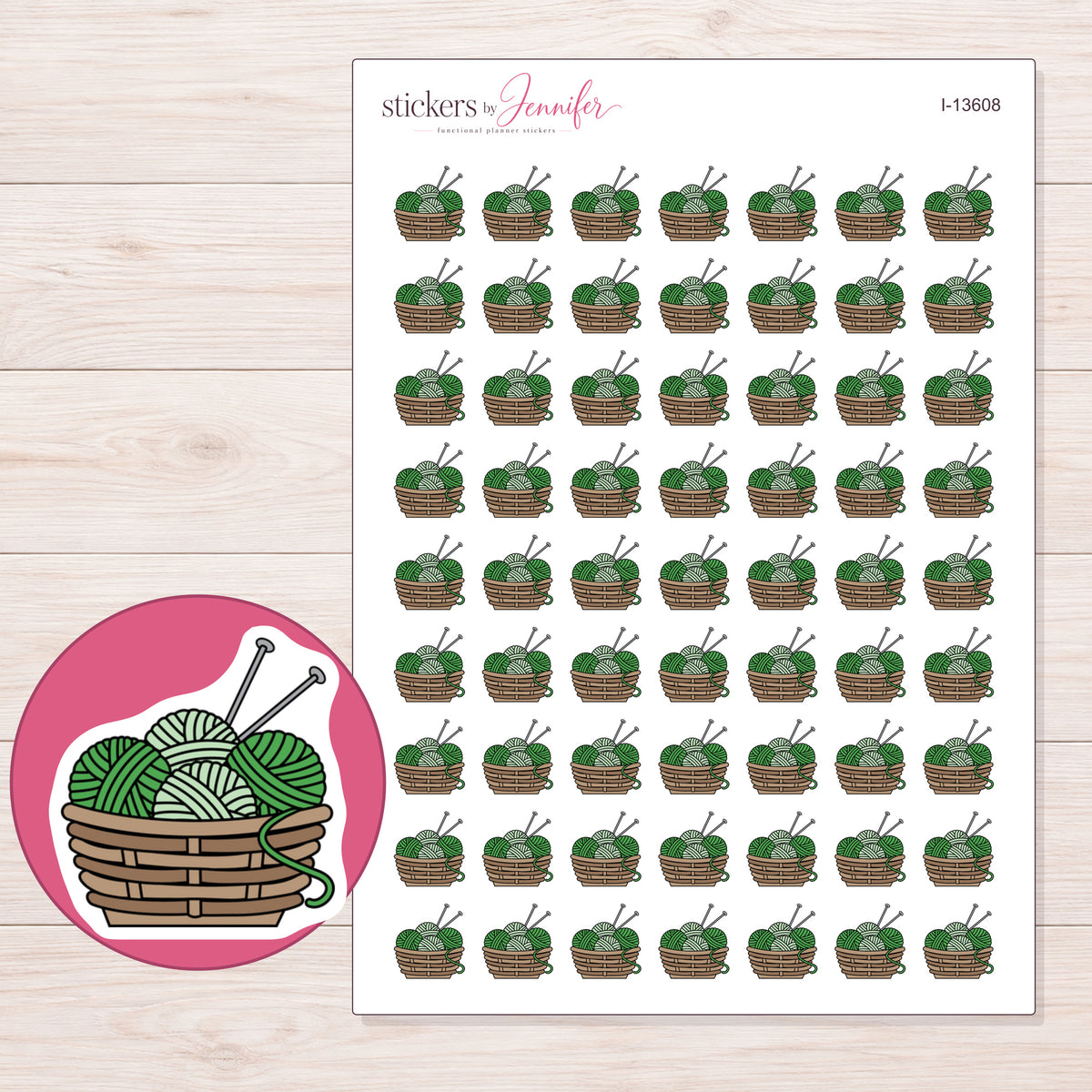 I-13608 planner sticker sheet with enlarged sticker detail