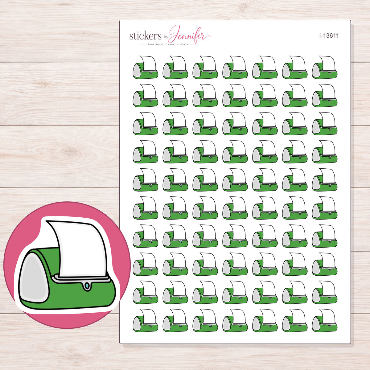 I-13611 planner sticker sheet with enlarged sticker detail