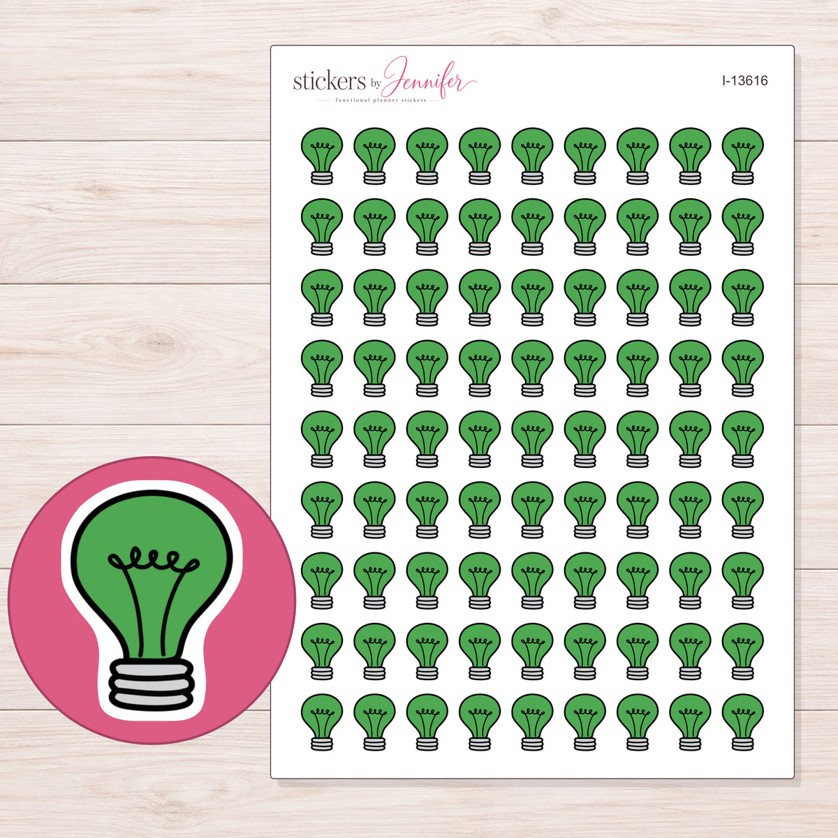 I-13616 planner sticker sheet with enlarged sticker detail
