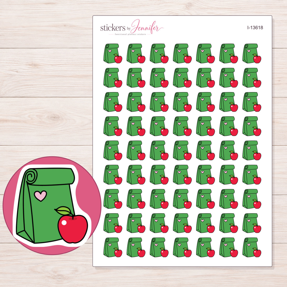 I-13618 planner sticker sheet with enlarged sticker detail