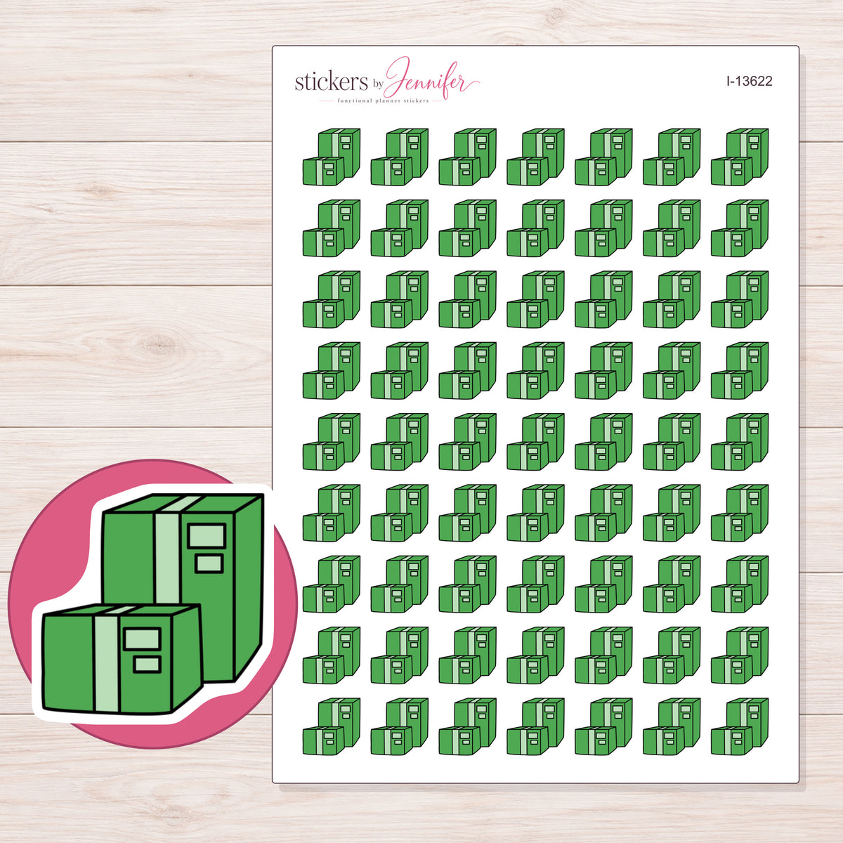 I-13622 planner sticker sheet with enlarged sticker detail