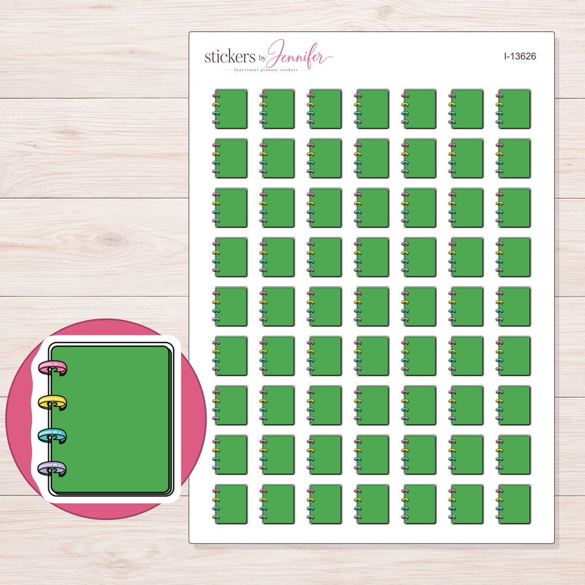 I-13626 planner sticker sheet with enlarged sticker detail