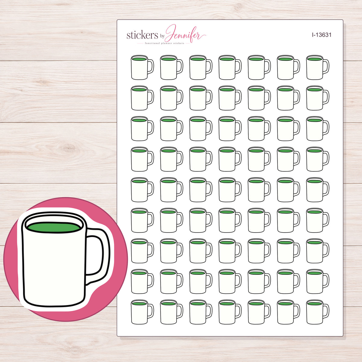 I-13631 planner sticker sheet with enlarged sticker detail