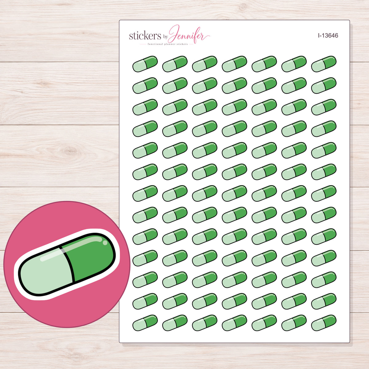 I-13646 planner sticker sheet with enlarged sticker detail