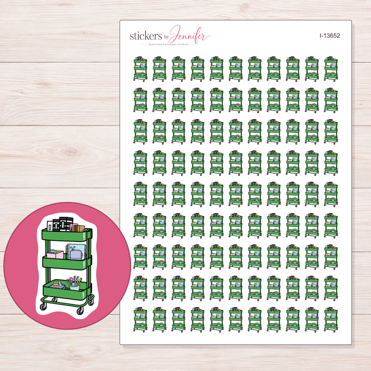 I-13652 planner sticker sheet with enlarged sticker detail