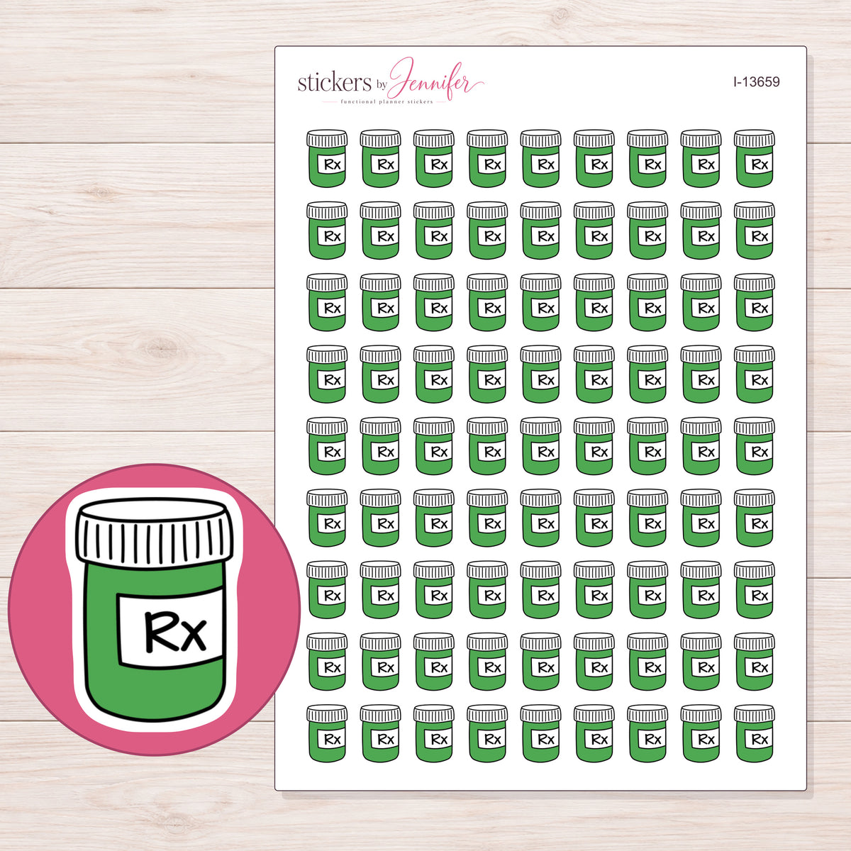 I-13659 planner sticker sheet with enlarged sticker detail