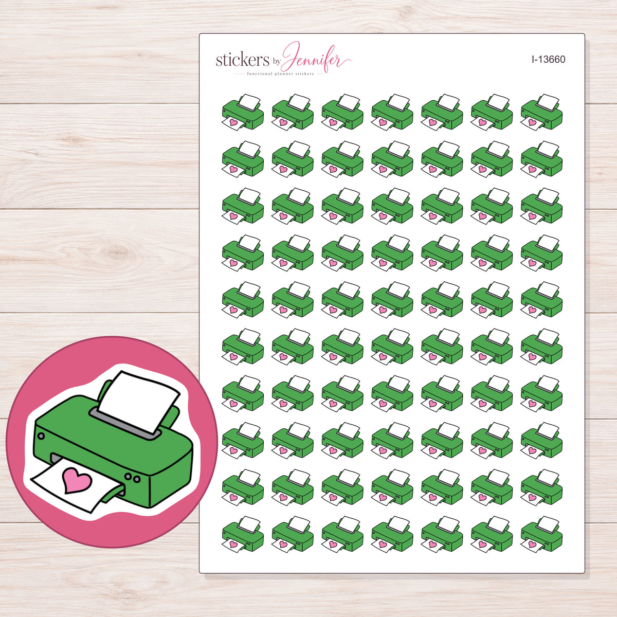 I-13660 planner sticker sheet with enlarged sticker detail