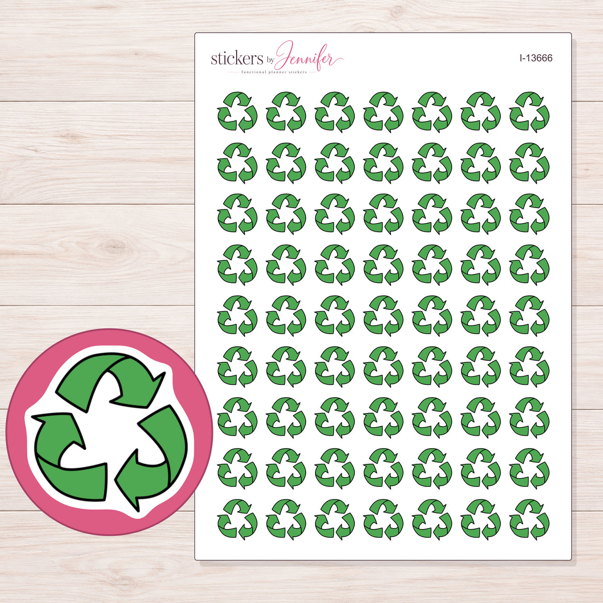 I-13666 planner sticker sheet with enlarged sticker detail