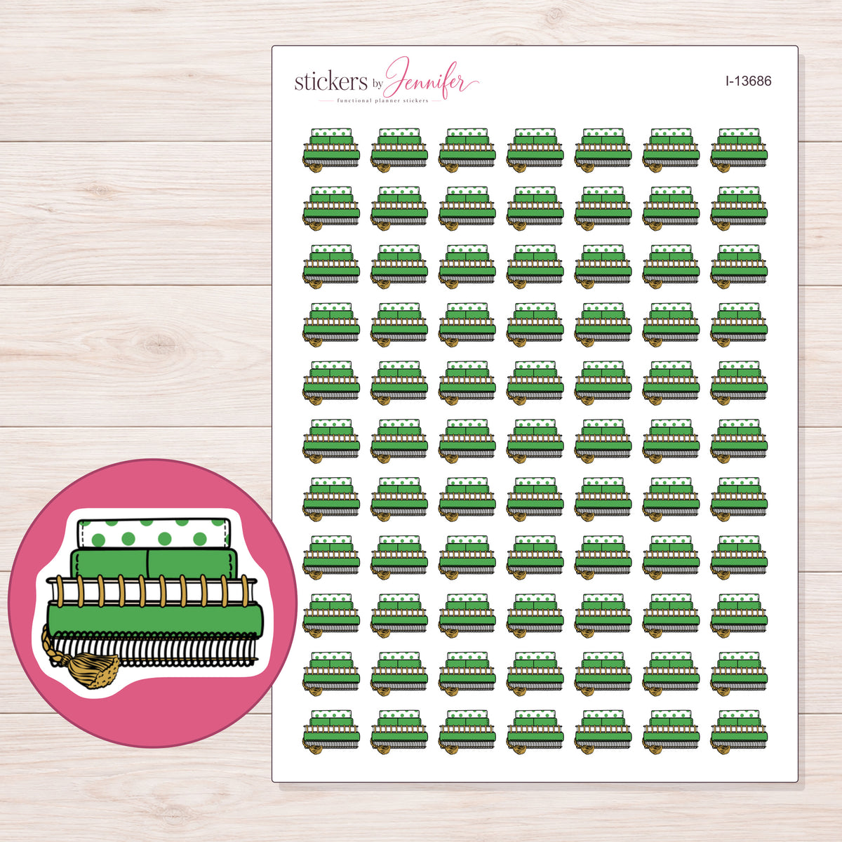 I-13686 planner sticker sheet with enlarged sticker detail