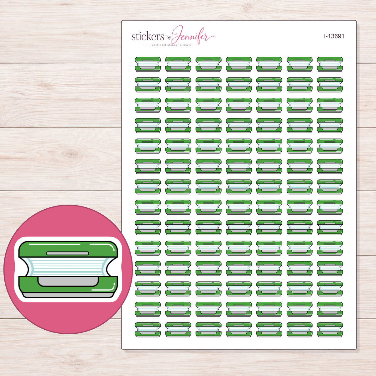 I-13691 planner sticker sheet with enlarged sticker detail