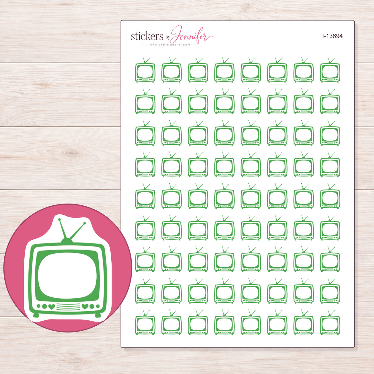 I-13694 planner sticker sheet with enlarged sticker detail