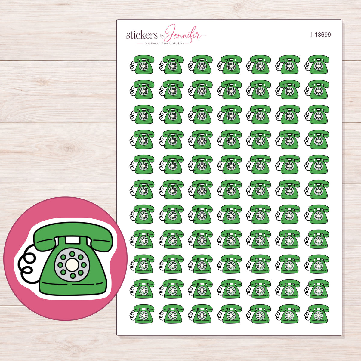 I-13699 planner sticker sheet with enlarged sticker detail