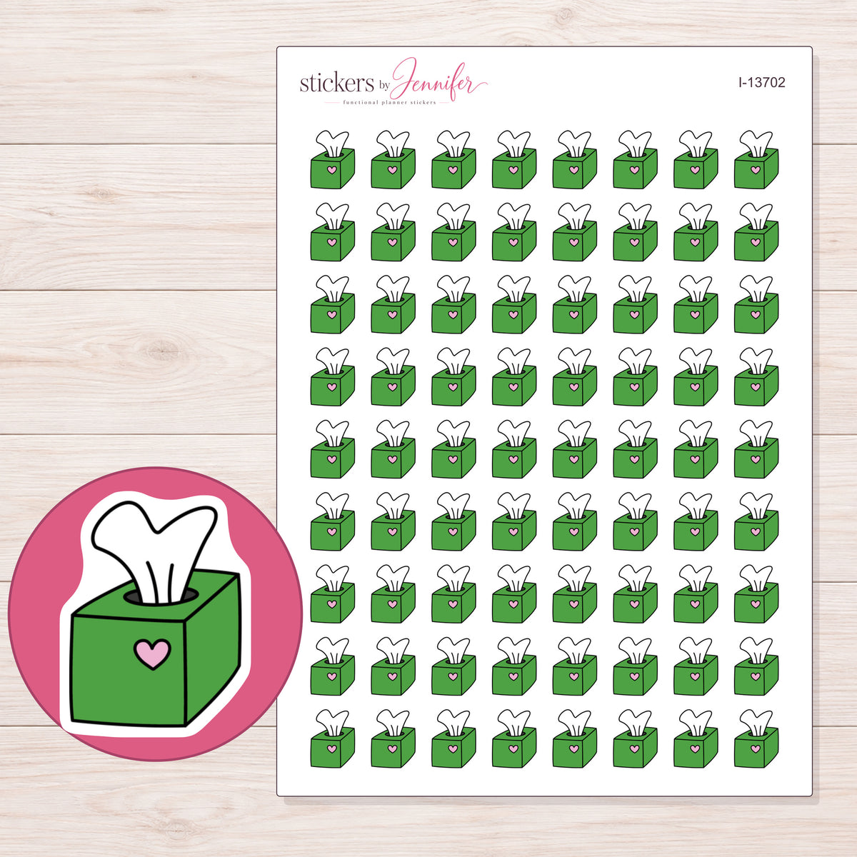 I-13702 planner sticker sheet with enlarged sticker detail