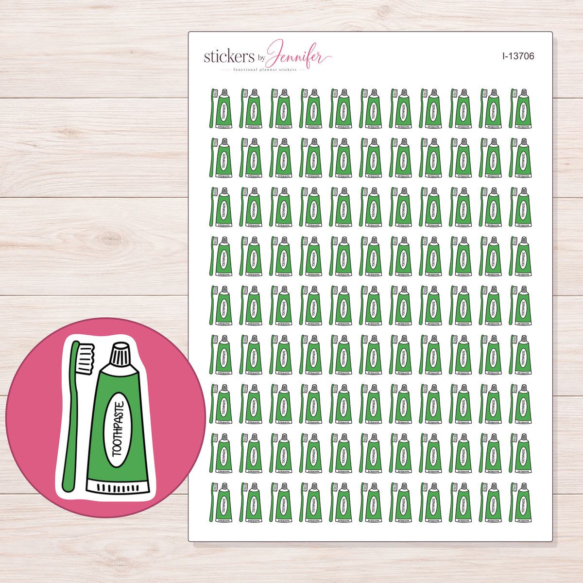 I-13706 planner sticker sheet with enlarged sticker detail