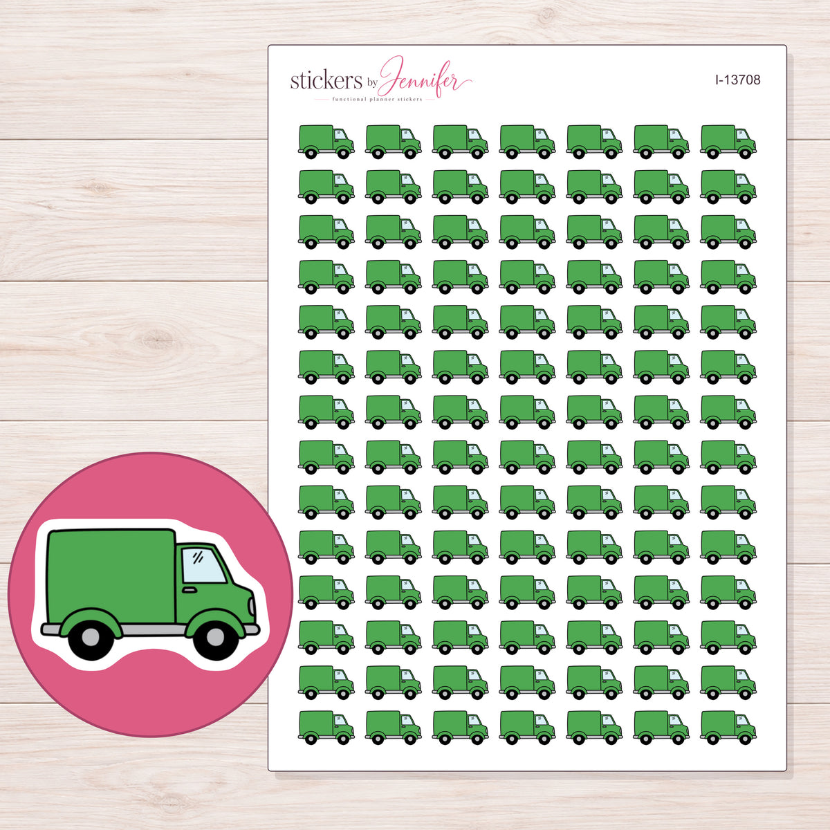 I-13708 planner sticker sheet with enlarged sticker detail