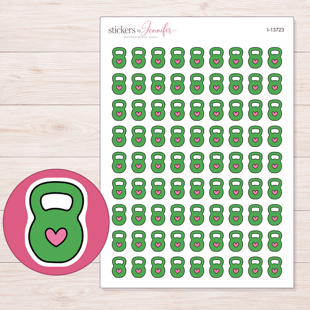 I-13723 planner sticker sheet with enlarged sticker detail