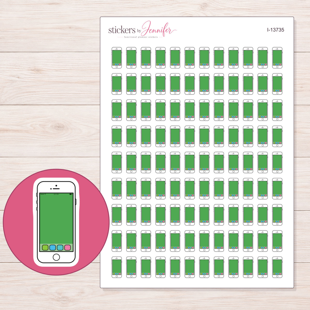 I-13735 planner sticker sheet with enlarged sticker detail