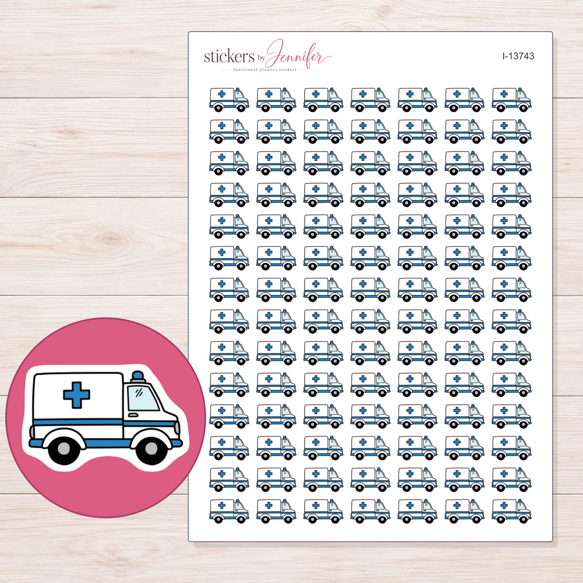 I-13743 planner sticker sheet with enlarged sticker detail