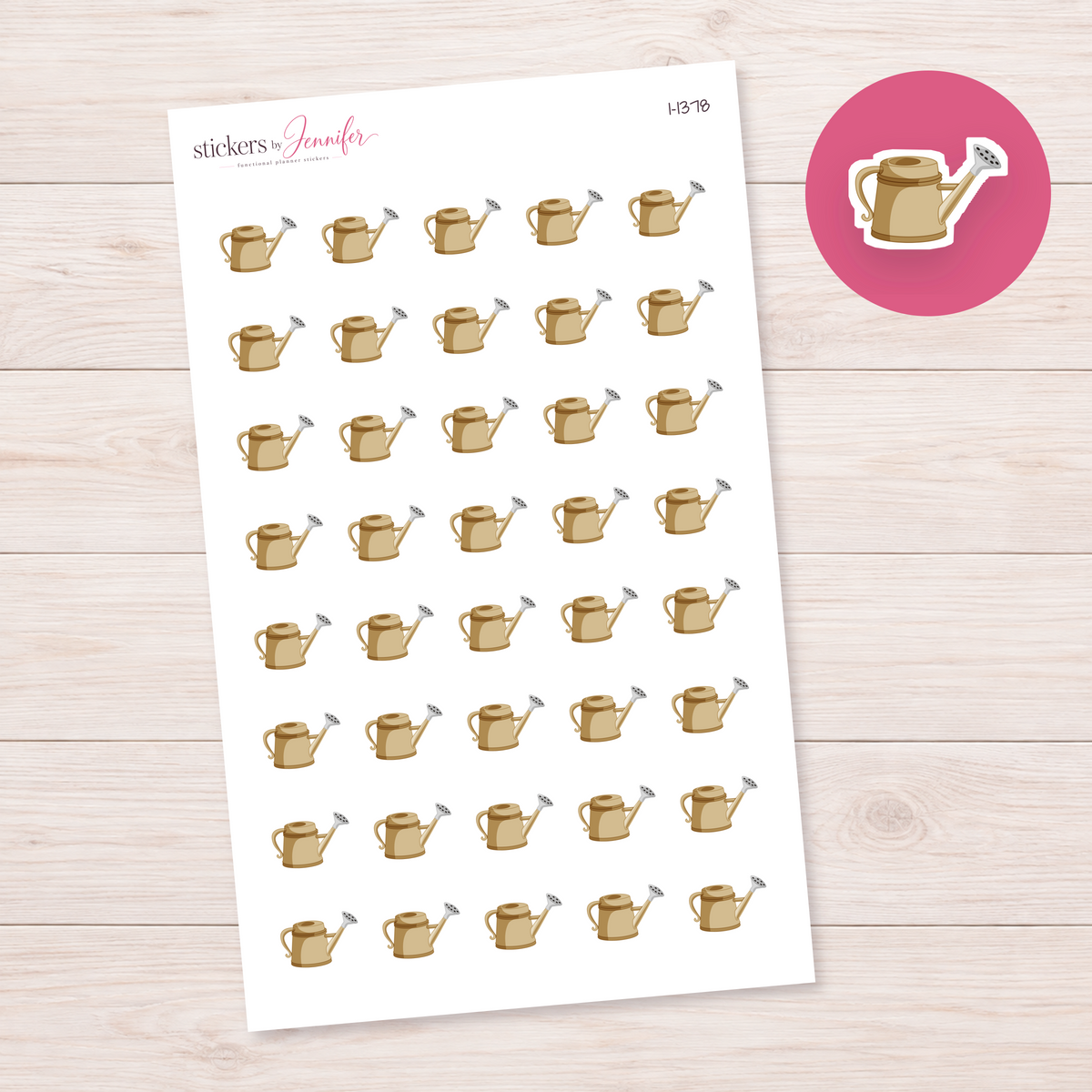 Tan Watering Can Planner Stickers | I-1378