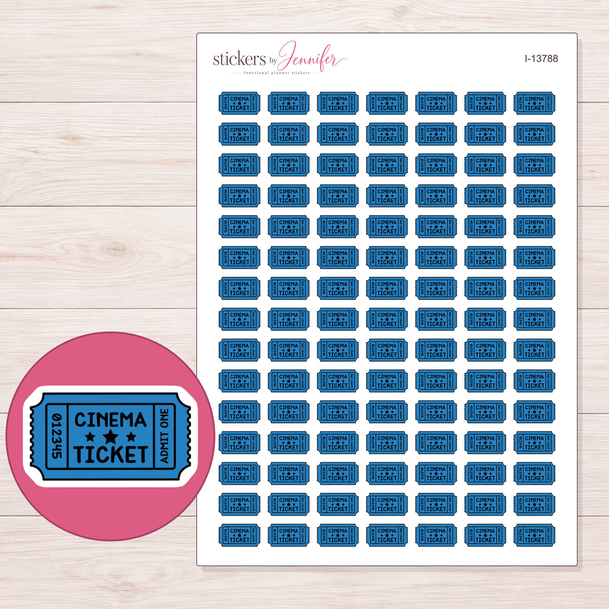 I-13788 planner sticker sheet with enlarged sticker detail